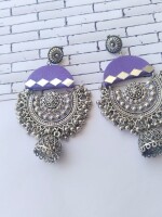 Rainvas Purple oxidized mirror heavy jhumka