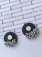 Rainvas Tiny dark blue and silver round studs earrings for girls