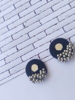 Rainvas Tiny dark blue and silver round studs earrings for girls