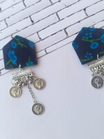 Rainvas Dark blue floral printed chain earrings for women