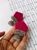 Rainvas Pink mini jhumka with silver ghungroo