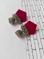 Rainvas Pink mini jhumka with silver ghungroo