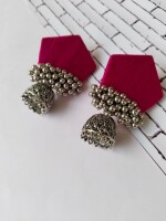 Rainvas Pink mini jhumka with silver ghungroo