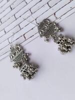 Rainvas Elephant design silver oxidised earrings