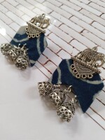 Rainvas Indigo Blue printed elephant charm earrings for women