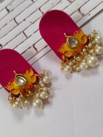 Rainvas Red lotus pearls studs earrings for women