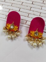 Rainvas Red lotus pearls studs earrings for women