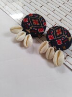 Rainvas Blue and red printed shells studs earrings