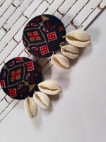 Rainvas Blue and red printed shells studs earrings