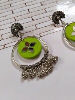 Rainvas Light green oxidized jhumka bali earrings