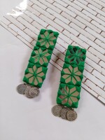 Rainvas Dark Green mirror long coins earrings for women