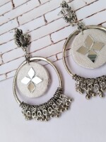 Rainvas White oxidized jhumka bali earrings