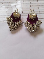 Rainvas Purple trishul earrings with ghungroos