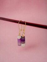 Trendy Mismatched Chic Purple Onyx Dangler Earrings for unique fashion statement