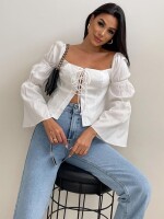 White Soft String Top with flattering cuts