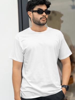 Men's Plain 100% Organic Cotton White T-Shirt - Causal Regular Fit