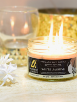 Aesthetic Living 3 wick Soy wax White Jasmine Candle, a green alternative to paraffin wax.