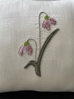 Floral Hand Embroidered Dupion Silk Cushion Cover Size 16''x16"