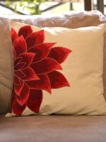 Radiant Sunflower Embroidery Cushion Cover Size 16''x16"