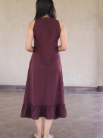Brown Halter Neck Sleeveless Dress, contemporary cut cotton dress