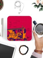 Orange Auto Round & Square Coasters Set for Home Kitchen Office Desk