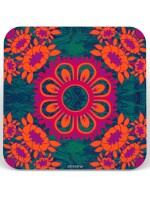 Magnificent Flower Motif Set of 6 Printed Round & Square Coasters