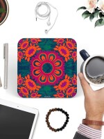 Magnificent Flower Motif Set of 6 Printed Round & Square Coasters