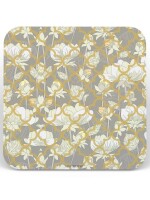 White Lotus Flower Round & Square Coaster Set of 6