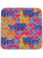 Blue Horse Cart Printed Round & Square Coaster Set of 6