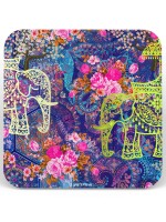 Two Decorated Elephant Round & Square Coasters Set of 6