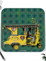 Yellow Auto Rickshaw Round Table Coasters – Set of 6