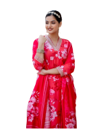 Pure muslin pink kurti pant set with dupatta