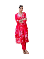 Pure muslin pink kurti pant set with dupatta