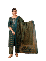 Hand block printed pure cotton designer top & Pant with Kota doria dupatta