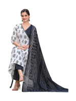 Hand block printed cotton designer Anarkali top & Pant with soft cotton dupatta