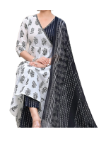 Hand block printed cotton designer Anarkali top & Pant with soft cotton dupatta