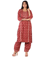 Beautiful maroon cotton afgani pant set for women