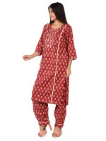 Beautiful maroon cotton afgani pant set for women