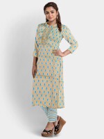 Cotton summer wear printed neck embroidery unstitched suit | Dress material