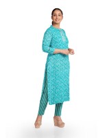 Stunning sea green cotton print unstitched suit | dress material for women