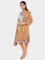 Summer wear cotton printed orange unstitched suit | dress material