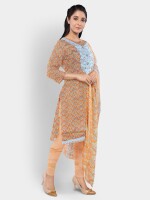 Summer wear cotton printed orange unstitched suit | dress material