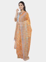 Summer wear cotton printed orange unstitched suit | dress material