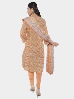 Summer wear cotton printed orange unstitched suit | dress material