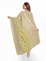 Yellow neck embroidery cotton print unstitched suit | dress material