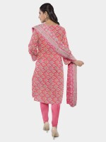 Beautiful pink cotton unstitched suit | dress material for women