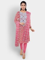 Beautiful pink cotton unstitched suit | dress material for women