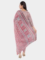 Cotton printed pink unstitched suit | dress material