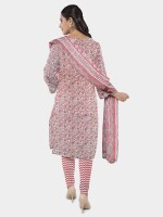 Cotton printed pink unstitched suit | dress material