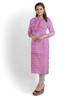 Summer wear printed pink cotton unstitched suit | dress material